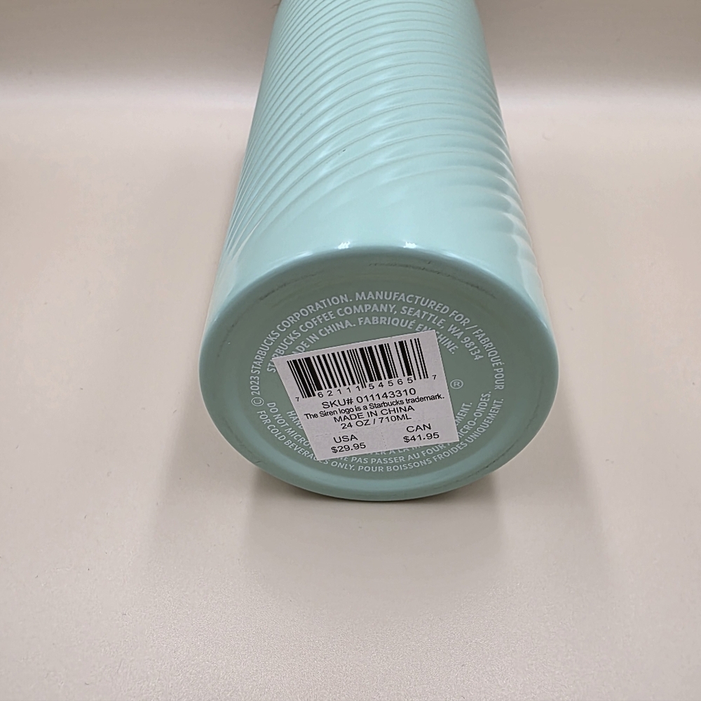 NWT Starbucks Aqua Textured Tumbler with Lid and Straw - Picture 2 of 2